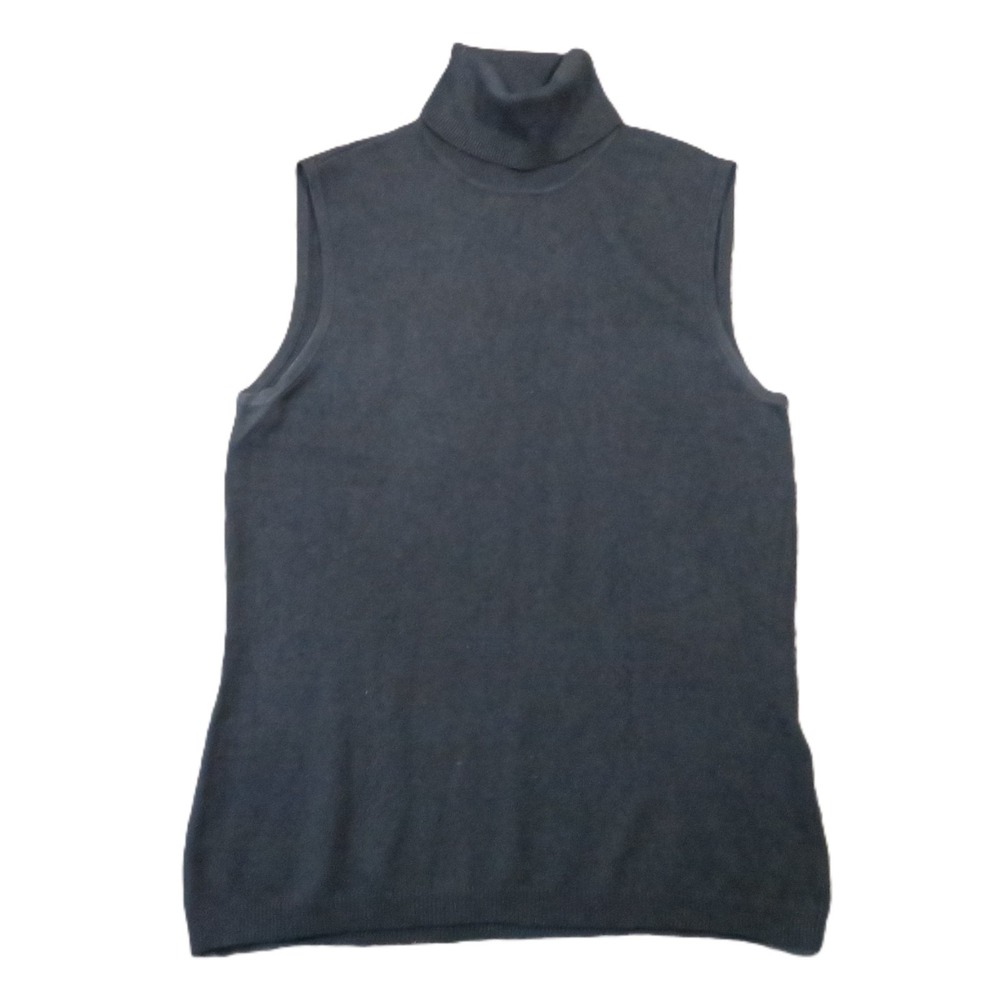 Silk Cashmere Sweater S Black Turtleneck Sleeveless Shell Minimalist Office Chic